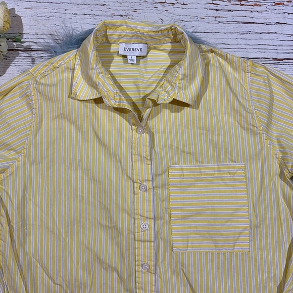 Evereve Yellow White Striped Button Down Top - Picture 3 of 8